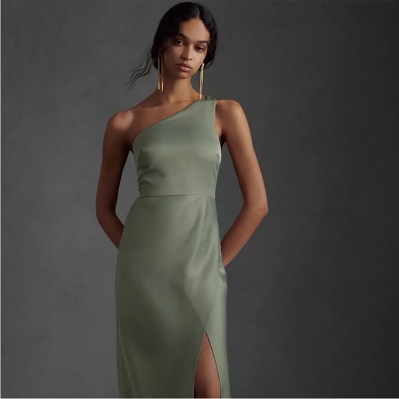 BHLDN Dresses & Skirts - BLHDN Dylan One-Shoulder Satin Side-Slit Gown Size 4